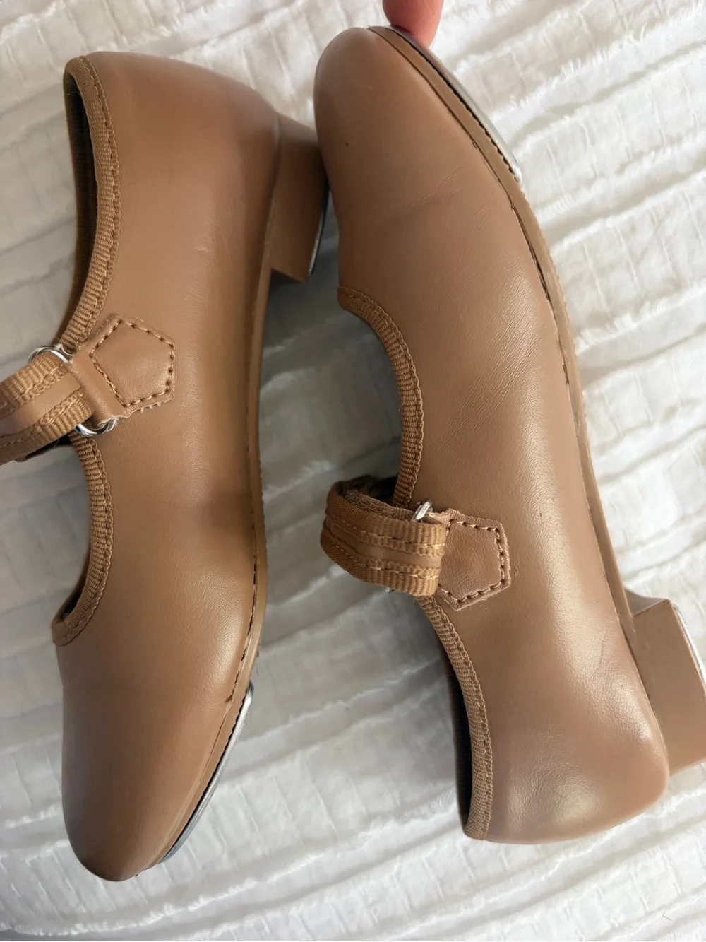 Dance Class Girls' Tan Mary Jane Tap Shoes Nude 11